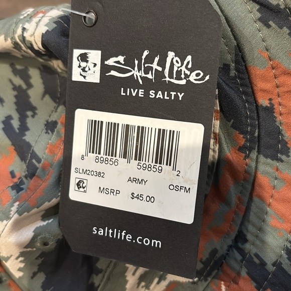 Salt Life Army Camo Print Boonie/bucket hat,adjustable headband & chin strap,sun - Picture 12 of 14